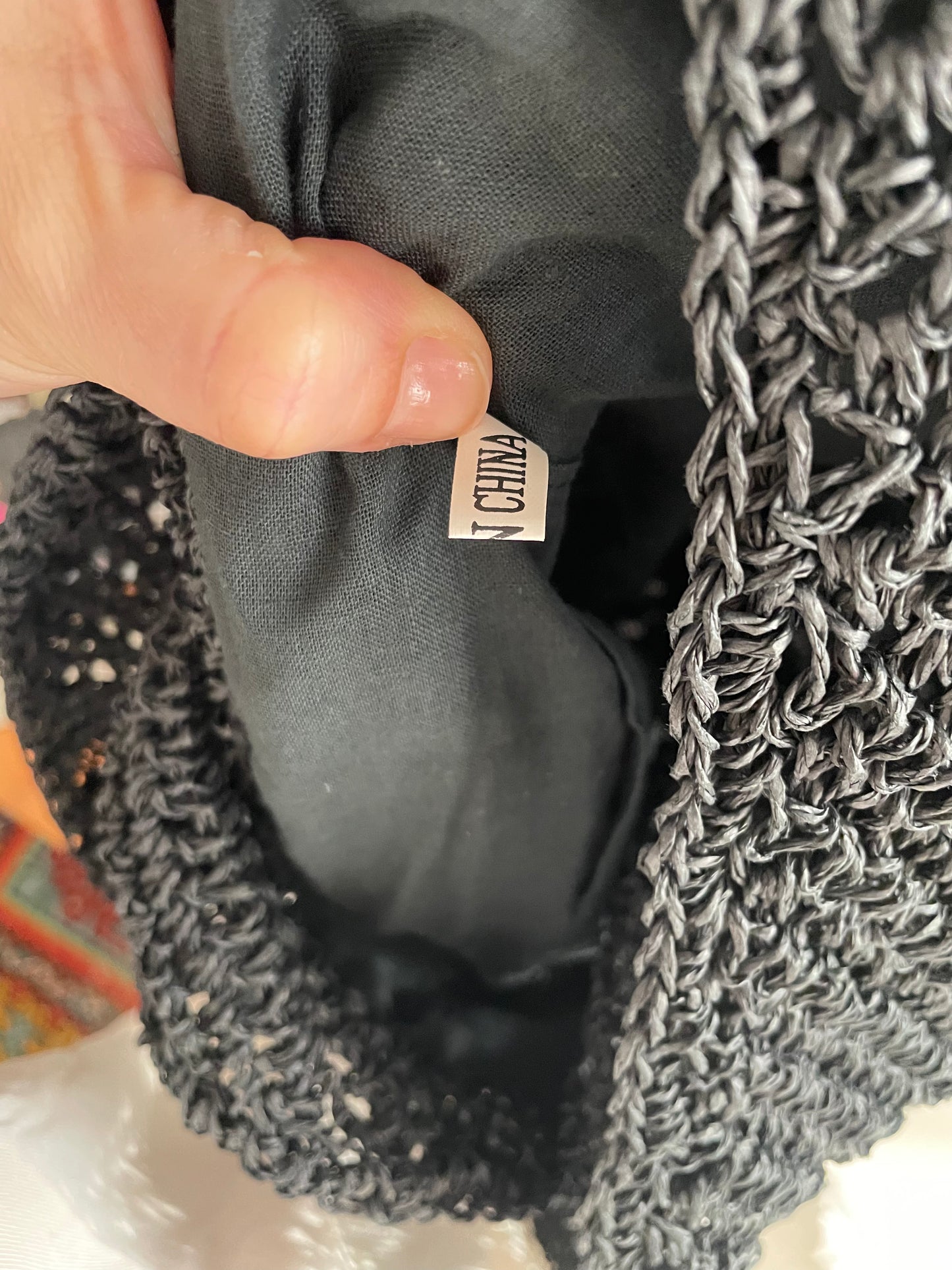 Black Woven Jute Tote, 1990s